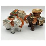 3 Vintage Elephants Japan Imari Style Ashtray /