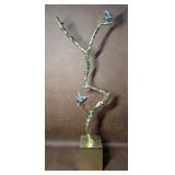Aluminum Branch Sculpture Featuring Birds