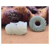 Carved Jade Foo Pendant & Spiral Bi Disc