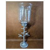 Hurricane Style Candle Holder with Bird Motif