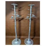 Silver Toned Bird Themed Candle Holders