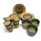 222 Fifth Chez Rooster Folk Art Dishes Dish Set