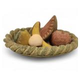 Vtg Mexican Terra Cotta Bowl with Clay Fruit