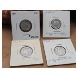 Four Silver Mercury Dimes