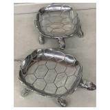 PAIR ALUMINUM TURTLE BOWLS/DISHES INDIA