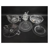 Vtg Heisey Glass Dishes Plates Sugar Server