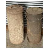 2 VINTAGE METAL CANS W/ LIDS POSSIBLE CREAM/MILK