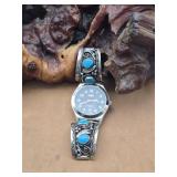 Silver & Turquoise Watch Band & Watch Combo