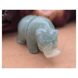 Carved Jade Bear  w/ Broken Fish in Mouth
