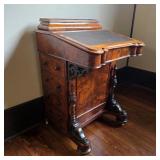 Antique Victorian Burl Walnut Davenport Desk