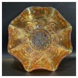 Imperial Glass Ruffled Pansy Bowl Marigold