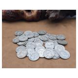 39 Circulated Silver Washington Quarters