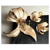 Vintage Lily Brooch Earrings Demi-Parure
