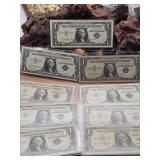 Lot of Nine 1957 Silver Certificates $1 Notes