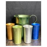 ZEPHYR WARE ALUMINUM PITCHER & 4 CUPS