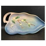 Roseville Pottery Snowberry Blue leaf-shaped tray