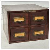 Vintage 4 Drawer Metal Card Catalog Tabletop Wood