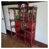 Antique Mahogany Mirrored Etagere