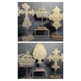 6 Pc Distressed Metal Folk Art Molded Tin Rustic