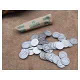 One Roll of 50 Misc Silver Dimes
