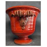 Red Glazed Hand Crafted Pottery Urn Planter