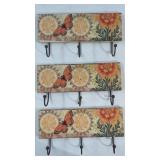 Beautiful Butterfly Wallmount w/3 Hooks , Coat