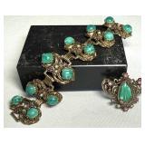 Vintage Wide Costume Bracelet & Matching Brooch,