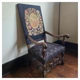 Antique High-Back Tapestry Armchair