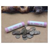 Two Rolls UNC Lincoln Cents + Wheat Pennies ++
