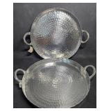 2 Hammered Circular Scallop Designed Serving Tray