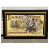 Repro Banjo Tobacco Advertising Framed , Black