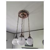 ca 1910 Antique Pan Chandelier w/ Grecian Globes
