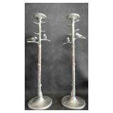 Tall Whimsical Birds on a Branch Candlesticks
