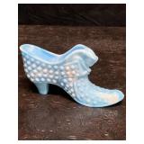 VINTAGE FENTON HOBNAIL GLASS CAT HEAD SLIPPER
