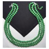 Vintage Triple Strand  Japanese Necklace Glass