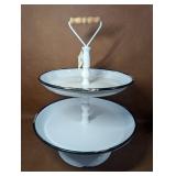 Creative Co-Op 2 Tier White Decorative Metal Tray