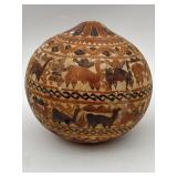 VINTAGE HAND CARVED PERUVIAN GOURD BOWL MATE
