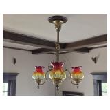 ca 1900 Amberina Globe Hanging Light Fixture