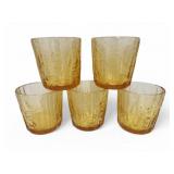 Vtg Anchor Hocking Amber Bark Tumblers Glasses