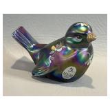 Fenton Art Glass Iridescent Hand-Painted Bird