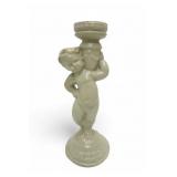 Vtg Cast Brass Cherub Stand Painted