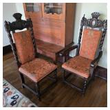 Antique Jacobean Revival Style Highback Chairs