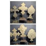 6 Pc Distressed Metal Folk Art Molded Tin Rustic