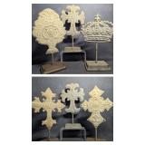 6 Pc Distressed Metal Folk Art Molded Tin Rustic