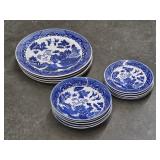 Japan Marked Blue Willow Plates & Bowls