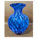 Cobalt Blue Swirl Ribbed Vase