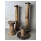 Lot of Antique Wood Bobbin Spool Industrial