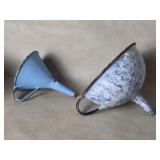 Antique Blue and White Swirl Enamel Graniteware