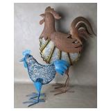 Rustic Metal Rooster Chicken Sculpture +