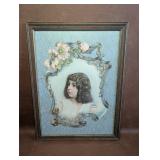 Art Nouveau Die Cut Girl Embossed Lithograph